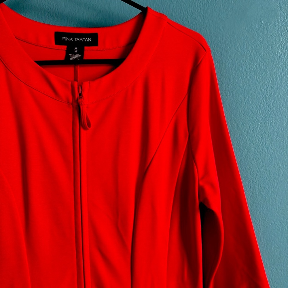 Pink Tartan brand red/orange fit and flare dress with zipper and 3/4 sleeves